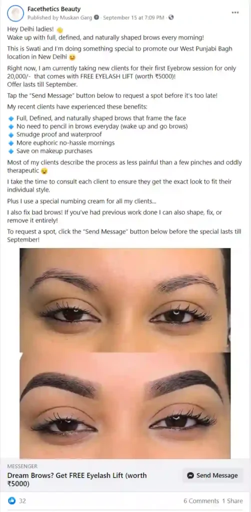 facebook ads for permanent makeup