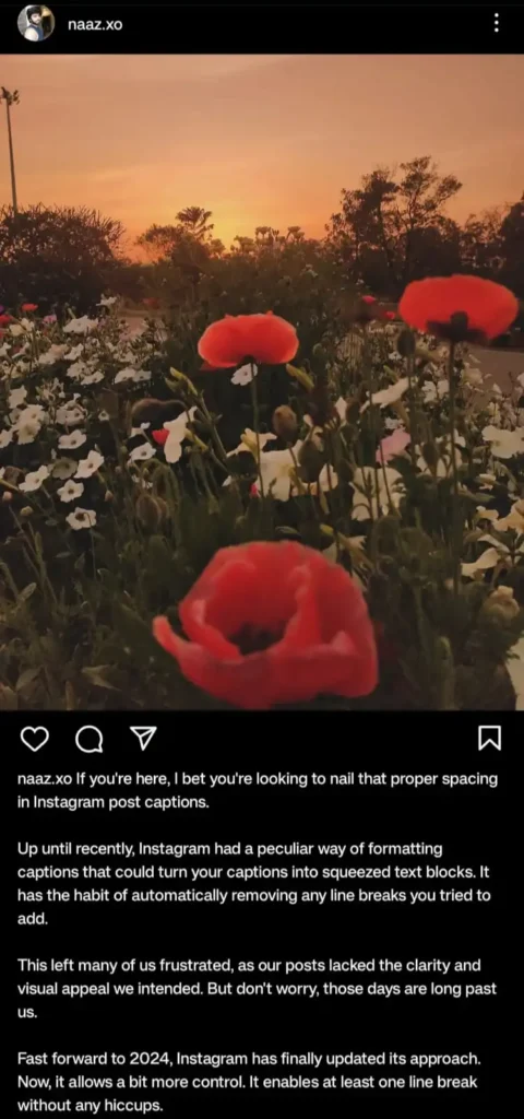 how to get spaces between paragraphs in instagram